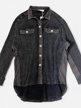 BNWT Washed Black Thermal / Waffle Shacket by Nineteen 44
